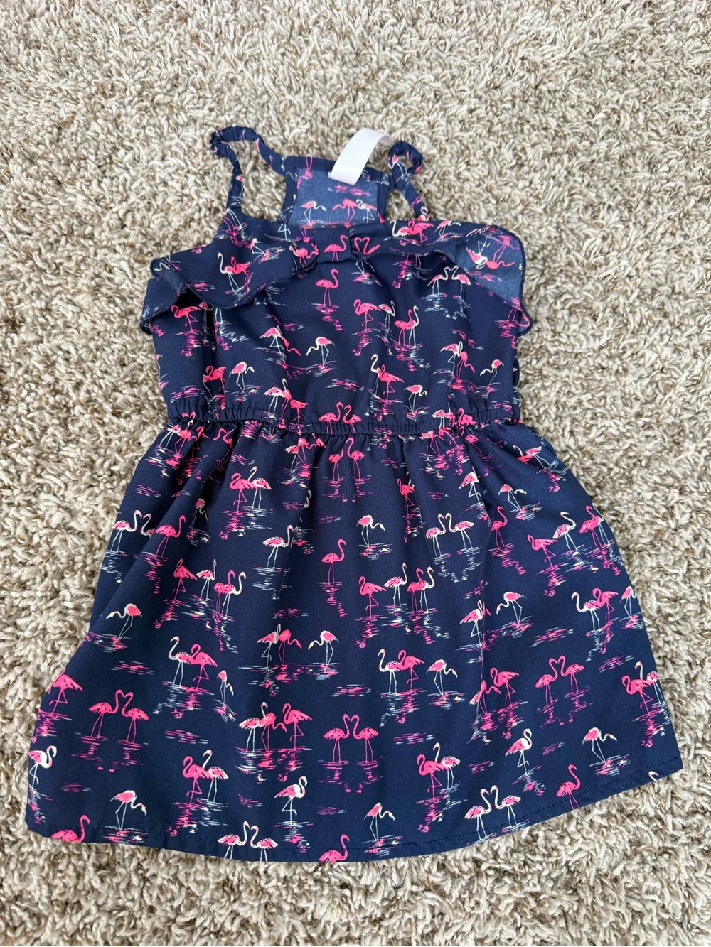 Cherokee Navy Dress with Pink Flamingo Print